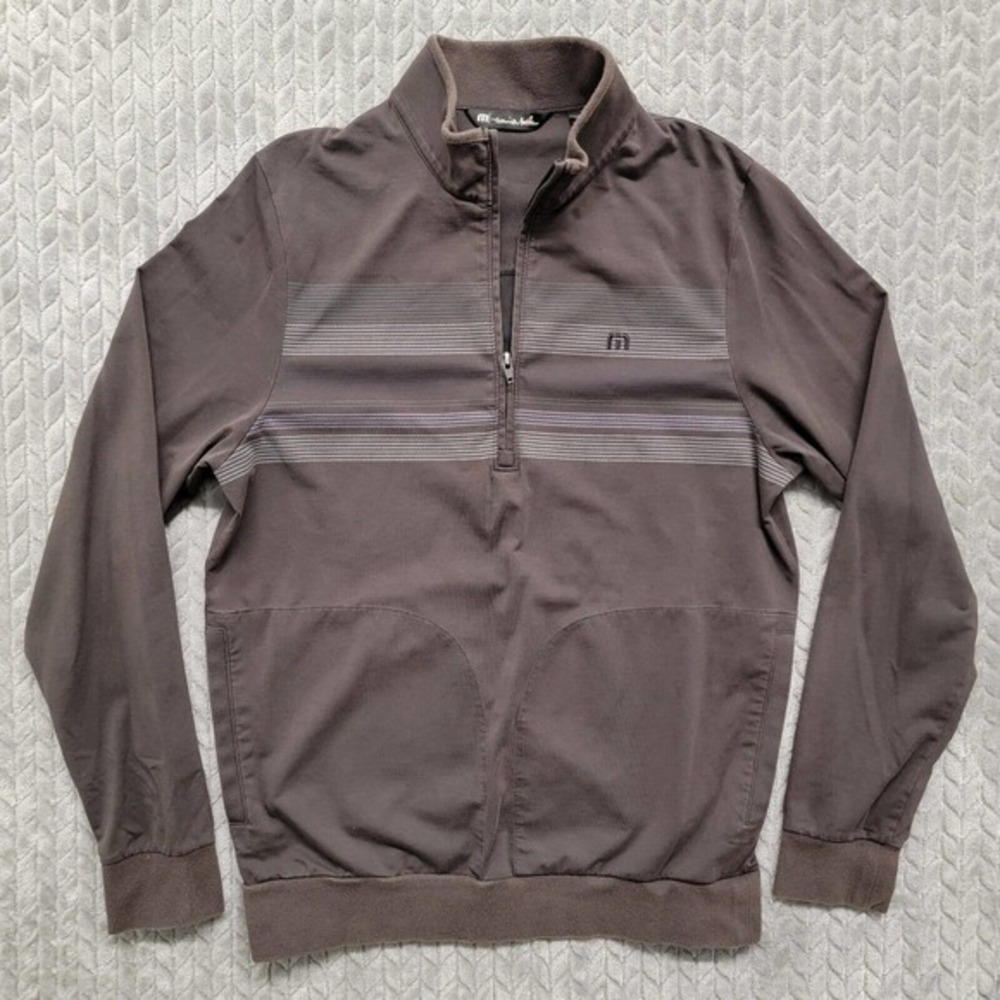 Travis Mathew Mens Size Small ¼ Zip Pullover Long Sleeve Shirt Golf Brown